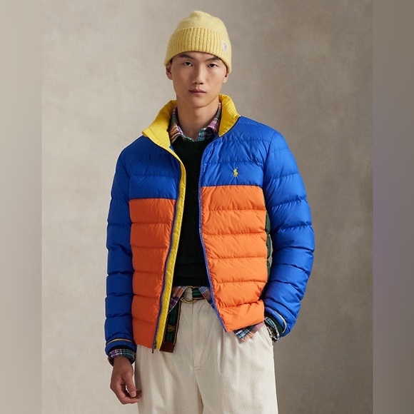 NWT Polo Ralph Lauren The Colden Packable Colour-Block Mns Sz L Puffer Jacket - Picture 1 of 5